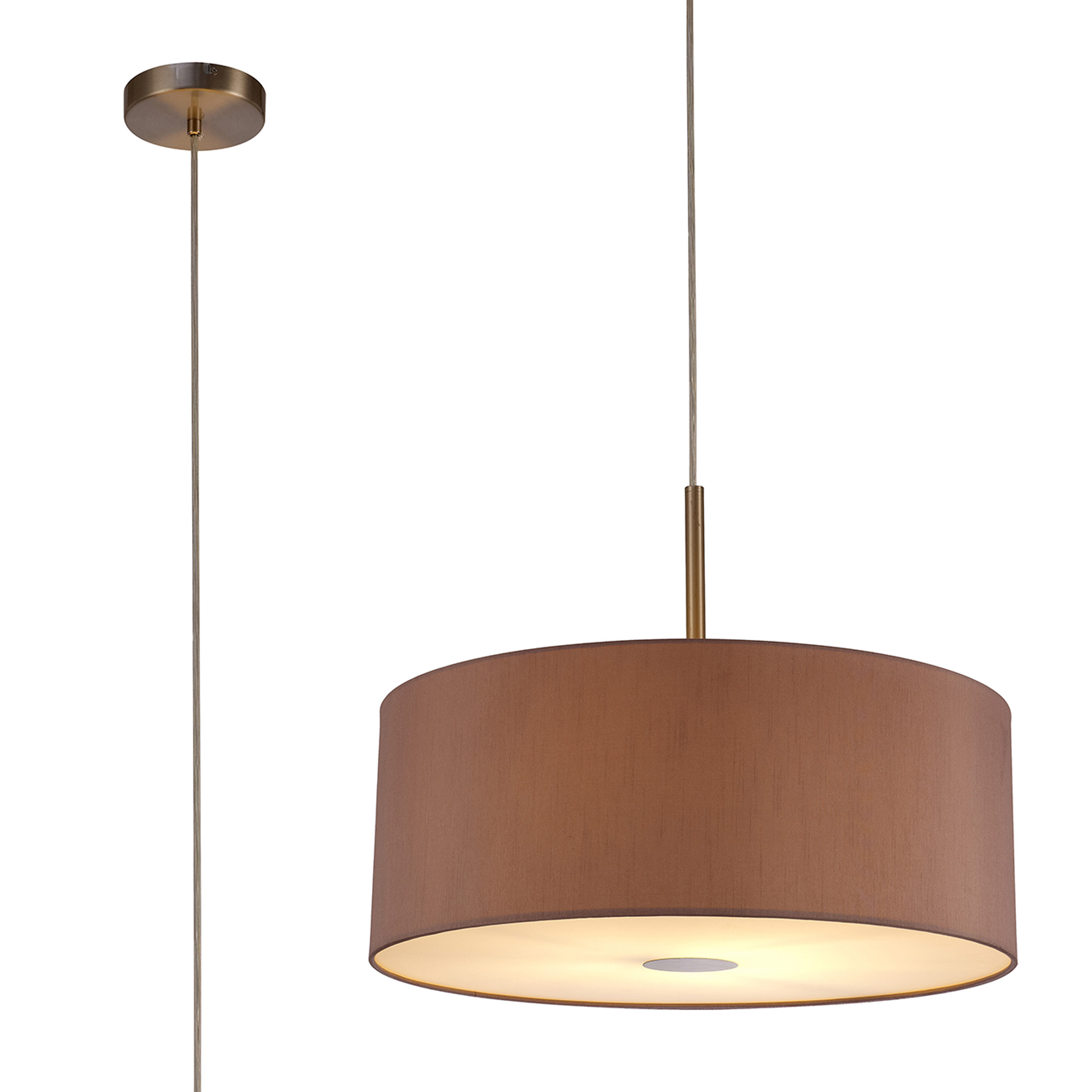 Baymont 50cm Pendant 1 Light Satin Nickel, Taupe/Halo Gold, Frosted Diffuser